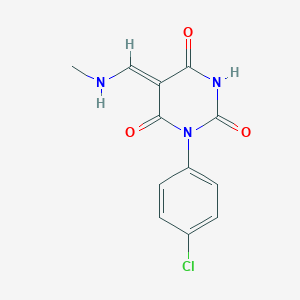 molecular formula C12H10ClN3O3 B317718 (5Z)-1-(4-chlorophenyl)-5-(methylaminomethylidene)-1,3-diazinane-2,4,6-trione 