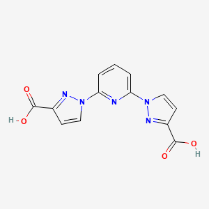 molecular formula C13H9N5O4 B3177325 1-[6-(3-Carboxypyrazol-1-yl)pyridin-2-yl]pyrazole-3-carboxylic acid CAS No. 149558-69-0