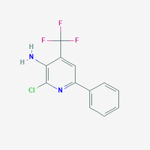 molecular formula C12H8ClF3N2 B317739 2-Chloro-6-phenyl-4-(trifluoromethyl)-3-pyridinamine 