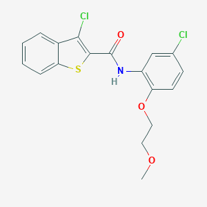 molecular formula C18H15Cl2NO3S B317763 3-chloro-N-[5-chloro-2-(2-methoxyethoxy)phenyl]-1-benzothiophene-2-carboxamide 