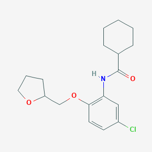 molecular formula C18H24ClNO3 B317773 N-[5-chloro-2-(tetrahydro-2-furanylmethoxy)phenyl]cyclohexanecarboxamide 