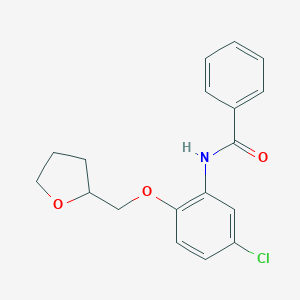 molecular formula C18H18ClNO3 B317775 N-[5-chloro-2-(tetrahydro-2-furanylmethoxy)phenyl]benzamide 