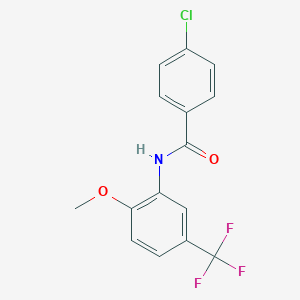 molecular formula C15H11ClF3NO2 B317783 4-chloro-N-[2-methoxy-5-(trifluoromethyl)phenyl]benzamide 
