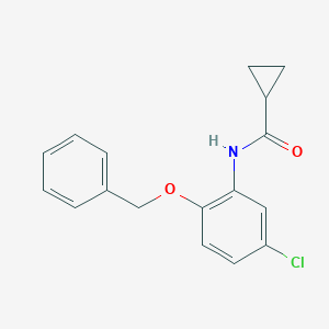 molecular formula C17H16ClNO2 B317789 N-[2-(benzyloxy)-5-chlorophenyl]cyclopropanecarboxamide 