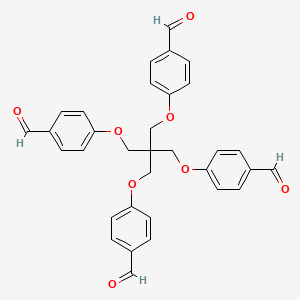 molecular formula C33H28O8 B3178125 4-{2,2-Bis[(4-formylphenoxy)methyl]-3-(4-formylphenoxy)propoxy}benzaldehyde CAS No. 381670-43-5