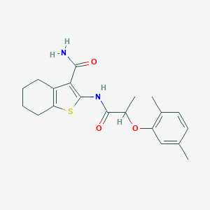 molecular formula C20H24N2O3S B317834 2-{[2-(2,5-Dimethylphenoxy)propanoyl]amino}-4,5,6,7-tetrahydro-1-benzothiophene-3-carboxamide 