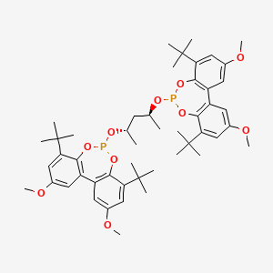 molecular formula C49H66O10P2 B3178870 (-)-6,6'-{[(1S,3S)-1,3-二甲基-1,3-丙二醇基]双(氧)}双[4,8-双(叔丁基)-2,10-二甲氧基-联苯并[d,f][1,3,2]二氧杂磷杂环戊烯] CAS No. 852042-07-0