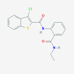molecular formula C18H15ClN2O2S B317896 3-chloro-N-[2-(ethylcarbamoyl)phenyl]-1-benzothiophene-2-carboxamide 