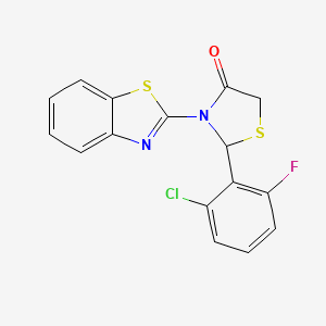 molecular formula C16H10ClFN2OS2 B3179030 4-Thiazolidinone, 3-(2-benzothiazolyl)-2-(2-chloro-6-fluorophenyl)- CAS No. 907558-63-8