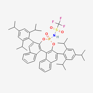 molecular formula C51H57F3NO5PS B3179044 (11bS)-1,1,1-Trifluoro-N-(4-oxido-2,6-bis(2,4,6-triisopropylphenyl)dinaphtho[2,1-d:1',2'-f][1,3,2]dioxaphosphepin-4-yl)methanesulfonamide CAS No. 908338-43-2