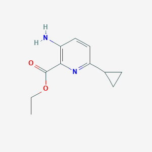 molecular formula C11H14N2O2 B3179052 Ethyl 3-amino-6-cyclopropylpicolinate CAS No. 908833-43-2