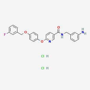 N-[(3-aminophenyl)methyl]-6-[4-[(3-fluorophenyl)methoxy]phenoxy]pyridine-3-carboxamide;dihydrochloride