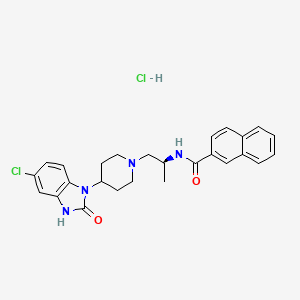 molecular formula C26H28Cl2N4O2 B3179267 N-[(2S)-1-[4-(5-Chloro-2-oxo-3H-benzimidazol-1-yl)piperidin-1-yl]propan-2-yl]naphthalene-2-carboxamide;hydrochloride CAS No. 1781834-89-6