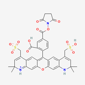 molecular formula C37H33N3O13S2 B3179296 [6-(2-carboxy-4-{[(2,5-dioxopyrrolidin-1-yl)oxy]carbonyl}phenyl)-2,2,10,10-tetramethyl-8-(sulfomethyl)-10,11-dihydro-2H-pyrano[3,2-g:5,6-g']diquinolin-1-ium-4-yl]methanesulfonate CAS No. 878549-44-1