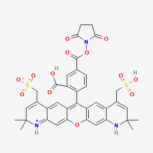 molecular formula C37H33N3O13S2 B3179296 [13-[2-carboxy-4-(2,5-dioxopyrrolidin-1-yl)oxycarbonylphenyl]-7,7,19,19-tetramethyl-17-(sulfomethyl)-2-oxa-20-aza-6-azoniapentacyclo[12.8.0.03,12.05,10.016,21]docosa-1(14),3,5,8,10,12,15,17,21-nonaen-9-yl]methanesulfonate CAS No. 878549-44-1