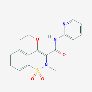 molecular formula C18H19N3O4S B3179308 2-methyl-1,1-dioxo-4-propan-2-yloxy-N-pyridin-2-yl-1lambda6,2-benzothiazine-3-carboxamide CAS No. 118854-49-2