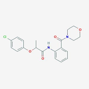 molecular formula C20H21ClN2O4 B317933 2-(4-chlorophenoxy)-N-[2-(4-morpholinylcarbonyl)phenyl]propanamide 