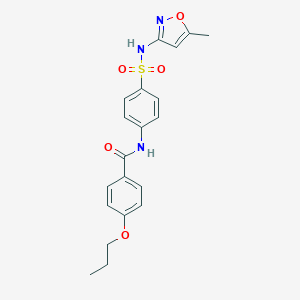 molecular formula C20H21N3O5S B317936 N-(4-{[(5-methyl-3-isoxazolyl)amino]sulfonyl}phenyl)-4-propoxybenzamide 