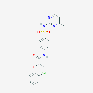 molecular formula C21H21ClN4O4S B317953 2-(2-chlorophenoxy)-N-(4-{[(4,6-dimethyl-2-pyrimidinyl)amino]sulfonyl}phenyl)propanamide 