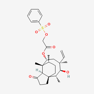 molecular formula C28H38O7S B3179559 [(1S,2R,3S,4S,6R,7R,8R,14R)-4-Ethenyl-3-hydroxy-2,4,7,14-tetramethyl-9-oxo-6-tricyclo[5.4.3.01,8]tetradecanyl] 2-(benzenesulfonyloxy)acetate CAS No. 848129-54-4