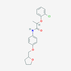 molecular formula C20H22ClNO4 B317982 2-(2-chlorophenoxy)-N-[4-(tetrahydro-2-furanylmethoxy)phenyl]propanamide 