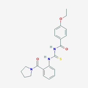 molecular formula C21H23N3O3S B317989 4-ethoxy-N-{[2-(pyrrolidin-1-ylcarbonyl)phenyl]carbamothioyl}benzamide 