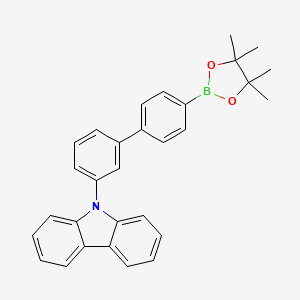 molecular formula C30H28BNO2 B3180246 9-[3-[4-(4,4,5,5-Tetramethyl-1,3,2-dioxaborolan-2-yl)phenyl]phenyl]carbazole CAS No. 1385826-87-8