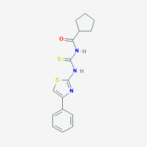 molecular formula C16H17N3OS2 B318038 N-[(4-phenyl-1,3-thiazol-2-yl)carbamothioyl]cyclopentanecarboxamide 
