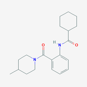 molecular formula C20H28N2O2 B318041 N-{2-[(4-methyl-1-piperidinyl)carbonyl]phenyl}cyclohexanecarboxamide 