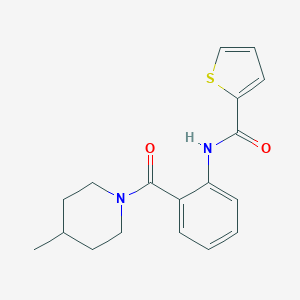 molecular formula C18H20N2O2S B318045 N-{2-[(4-methyl-1-piperidinyl)carbonyl]phenyl}-2-thiophenecarboxamide 