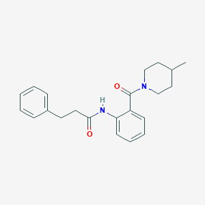 molecular formula C22H26N2O2 B318046 N-{2-[(4-methyl-1-piperidinyl)carbonyl]phenyl}-3-phenylpropanamide 