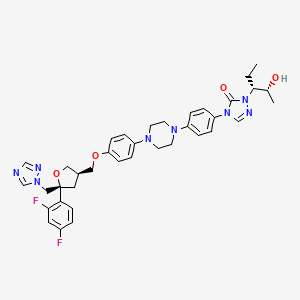 molecular formula C37H42F2N8O4 B3180468 4-(4-(4-(4-(((3R,5R)-5-((1H-1,2,4-triazol-1-yl)Methyl)-5-(2,4-difluorophenyl)tetrahydrofuran-3-yl)Methoxy)phenyl)piperazin-1-yl)phenyl)-1-((2R,3R)-2-hydroxypentan-3-yl)-1H-1,2,4-triazol-5(4H)-one CAS No. 170985-61-2