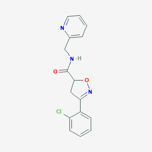 molecular formula C16H14ClN3O2 B318055 3-(2-chlorophenyl)-N-(pyridin-2-ylmethyl)-4,5-dihydro-1,2-oxazole-5-carboxamide 