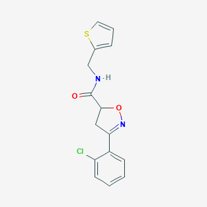 molecular formula C15H13ClN2O2S B318059 3-(2-chlorophenyl)-N-(thiophen-2-ylmethyl)-4,5-dihydro-1,2-oxazole-5-carboxamide 