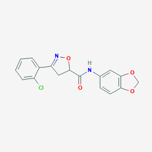 molecular formula C17H13ClN2O4 B318066 N-(1,3-benzodioxol-5-yl)-3-(2-chlorophenyl)-4,5-dihydro-1,2-oxazole-5-carboxamide 