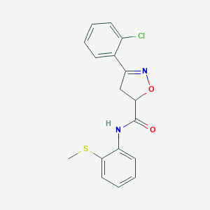 molecular formula C17H15ClN2O2S B318067 3-(2-chlorophenyl)-N-[2-(methylsulfanyl)phenyl]-4,5-dihydro-5-isoxazolecarboxamide 