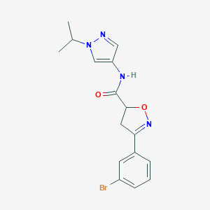 molecular formula C16H17BrN4O2 B318071 3-(3-bromophenyl)-N-(1-isopropyl-1H-pyrazol-4-yl)-4,5-dihydro-5-isoxazolecarboxamide 