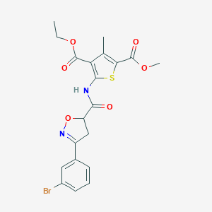 molecular formula C20H19BrN2O6S B318072 4-Ethyl 2-methyl 5-({[3-(3-bromophenyl)-4,5-dihydro-5-isoxazolyl]carbonyl}amino)-3-methyl-2,4-thiophenedicarboxylate 