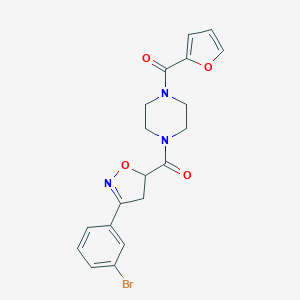 molecular formula C19H18BrN3O4 B318078 1-{[3-(3-Bromophenyl)-4,5-dihydro-5-isoxazolyl]carbonyl}-4-(2-furoyl)piperazine 