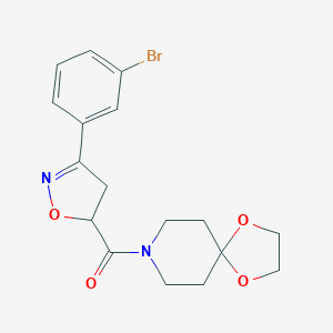 molecular formula C17H19BrN2O4 B318079 8-{[3-(3-Bromophenyl)-4,5-dihydro-5-isoxazolyl]carbonyl}-1,4-dioxa-8-azaspiro[4.5]decane 
