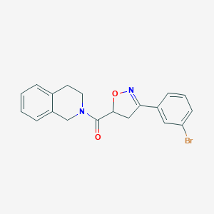 molecular formula C19H17BrN2O2 B318084 2-{[3-(3-Bromophenyl)-4,5-dihydro-5-isoxazolyl]carbonyl}-1,2,3,4-tetrahydroisoquinoline 