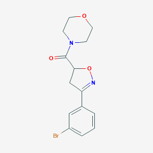 molecular formula C14H15BrN2O3 B318088 4-{[3-(3-Bromophenyl)-4,5-dihydro-5-isoxazolyl]carbonyl}morpholine 