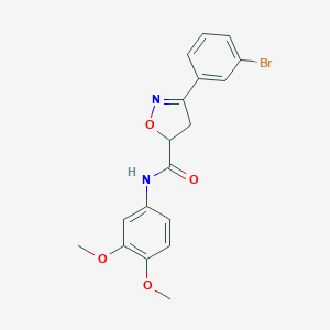 molecular formula C18H17BrN2O4 B318099 3-(3-bromophenyl)-N-(3,4-dimethoxyphenyl)-4,5-dihydro-1,2-oxazole-5-carboxamide 