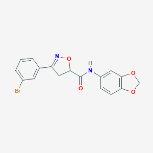 molecular formula C17H13BrN2O4 B318100 N-(1,3-benzodioxol-5-yl)-3-(3-bromophenyl)-4,5-dihydro-1,2-oxazole-5-carboxamide 