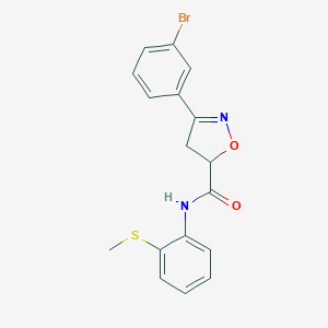 molecular formula C17H15BrN2O2S B318101 3-(3-bromophenyl)-N-[2-(methylsulfanyl)phenyl]-4,5-dihydro-5-isoxazolecarboxamide 