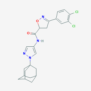 molecular formula C23H24Cl2N4O2 B318110 N-[1-(1-adamantyl)-1H-pyrazol-4-yl]-3-(3,4-dichlorophenyl)-4,5-dihydro-5-isoxazolecarboxamide 