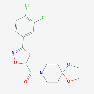molecular formula C17H18Cl2N2O4 B318111 8-{[3-(3,4-Dichlorophenyl)-4,5-dihydro-5-isoxazolyl]carbonyl}-1,4-dioxa-8-azaspiro[4.5]decane 