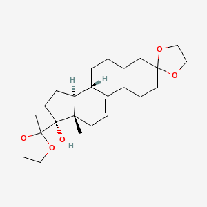 molecular formula C24H34O5 B3181122 3,20-Bis(ethylenedioxy)-19-norpregna-5(10),9(11)-dien-17-ol CAS No. 54201-84-2