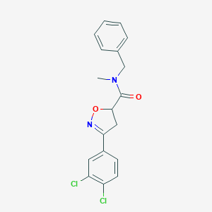 molecular formula C18H16Cl2N2O2 B318121 N-benzyl-3-(3,4-dichlorophenyl)-N-methyl-4,5-dihydro-1,2-oxazole-5-carboxamide 