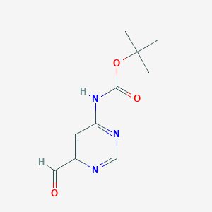 molecular formula C10H13N3O3 B3181269 Tert-butyl 6-formylpyrimidin-4-ylcarbamate CAS No. 676371-31-6